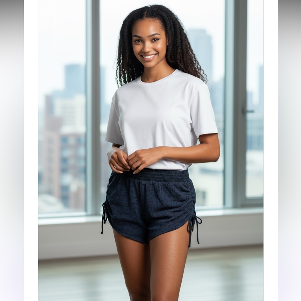 No Boundaries Black High Waist Beach mesh Shorts with strings on each side 8-10